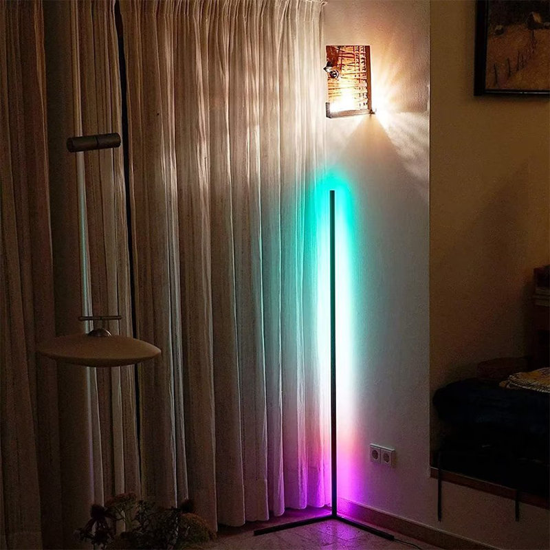 55in RGB LED Floor Corner Lamp discount Wall Light Stand Game Bar Living Room w Remote